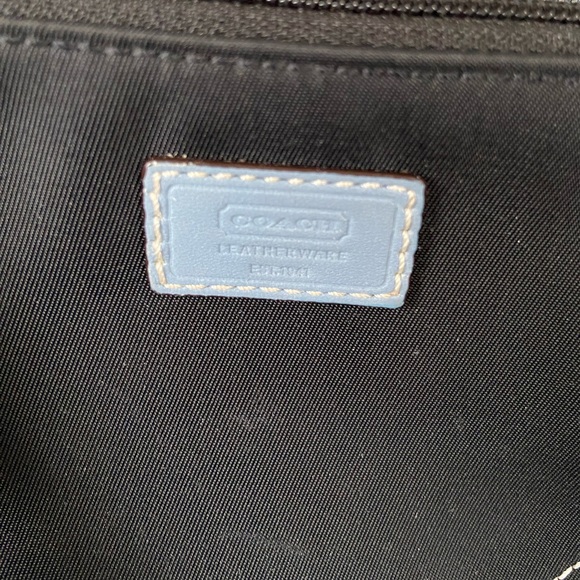 Coach Canvas Wristlet Black/Baby Blue - Picture 3 of 7